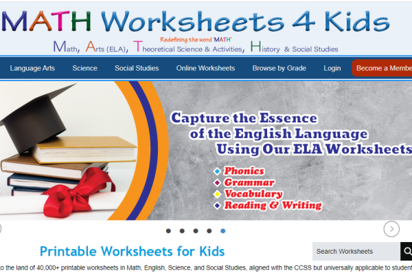 Mathworksheets4kids.com là một trang web học toán bằng Tiếng Anh dành cho các bé từ 4 tuổi trở lên