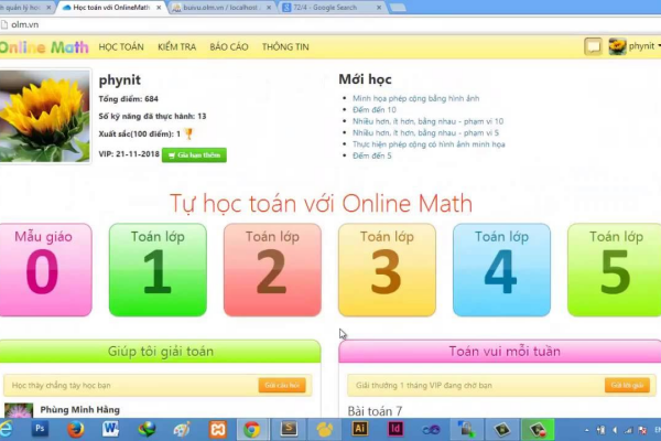 Online Math là trang web giáo dục cung cấp các bài giảng và bài tập của các môn học từ lớp 1 đến lớp 12